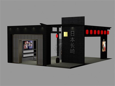 108平米展臺(tái)設(shè)計(jì)制作：四面開口/田園/木質(zhì)結(jié)構(gòu)/黑色，為食品展展商而作（免費(fèi)使用）