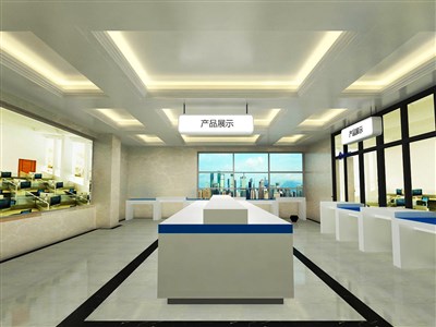 100平米展廳設(shè)計(jì)制作：現(xiàn)代/白色，產(chǎn)品類展廳-青島牧野（免費(fèi)使用）