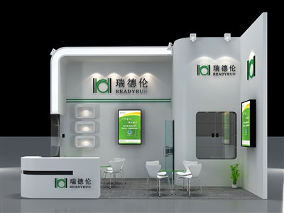 24平米展臺設(shè)計制作：二面開口/現(xiàn)代/木質(zhì)結(jié)構(gòu)/白色，為美博會展商而作（免費使用）