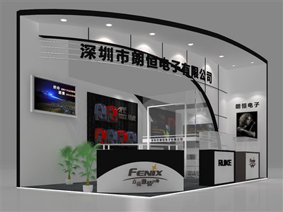 18平米展臺設(shè)計制作：二面開口/現(xiàn)代/木質(zhì)結(jié)構(gòu)/黑色，為日用品展展商而作（免費(fèi)使用）