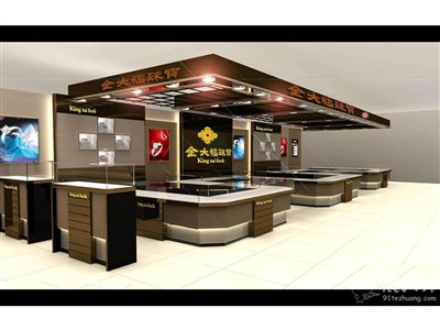 52平米展廳設(shè)計制作：現(xiàn)代/咖啡色，產(chǎn)品類展廳-金大福珠寶展廳（免費使用）