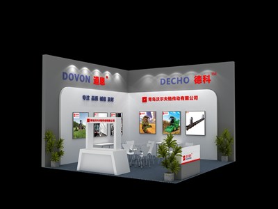 36平米展臺設(shè)計制作：二面開口/現(xiàn)代/木質(zhì)結(jié)構(gòu)/灰色，為機械展展商而作（免費使用）