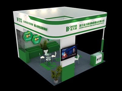 36平米展臺(tái)設(shè)計(jì)制作：三面開口/現(xiàn)代/木質(zhì)結(jié)構(gòu)/綠色，為食品展展商而作（免費(fèi)使用）